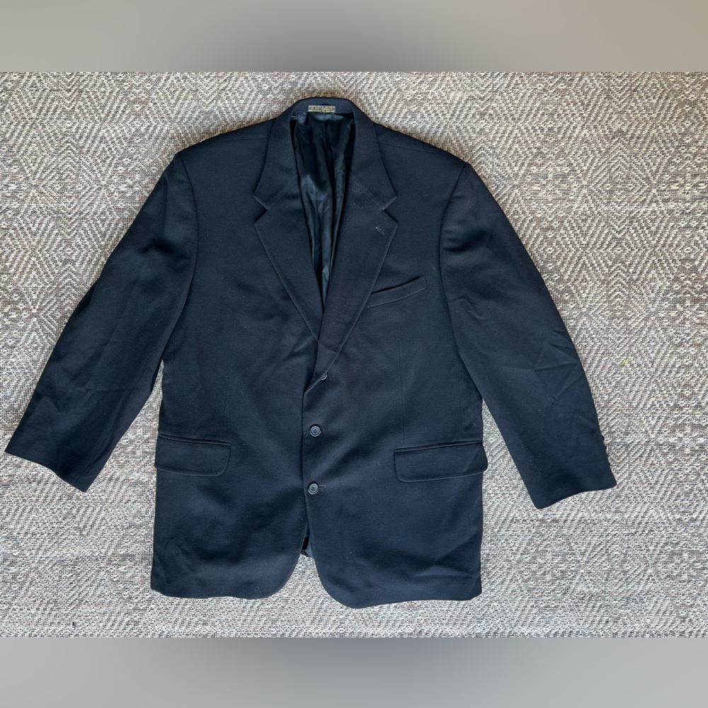 Oscar de la Renta 50L Cashmere Wool Black Blazer‎ Sport Coat Holiday